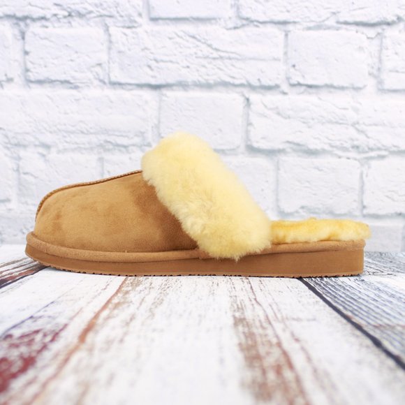 L.L. Bean Shoes - LL BEAN Brown Suede Shearling Lined Slip-On Slippers Size 9